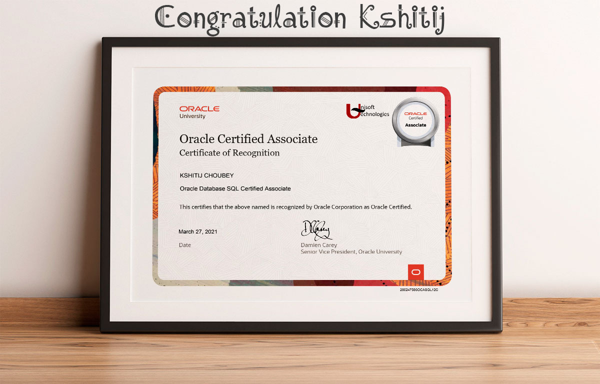 SQL 1Z0-071 Certificate - Oracle Database SQL Certified Associate